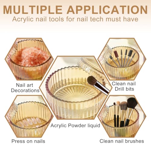 Amber Glass Jewelry Jar with Lid - Decorative Storage Dish