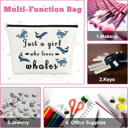 Mxrymvu Whale Makeup Bag - Ocean Animal Lover Gift for Women & Girls