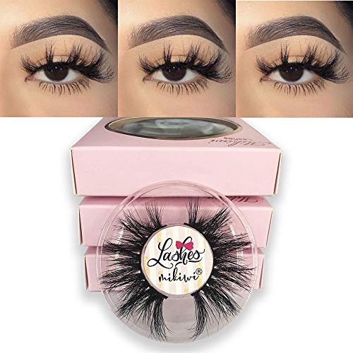 Mikiwi 3D Mink Eyelashes - Fluffy 20mm Luxury Lashes, 3 Pairs