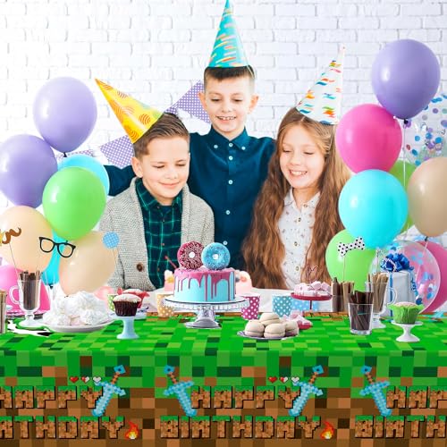 Pixel Gaming Party Tablecloths - 3 Pack | Video Game Birthday Supplies