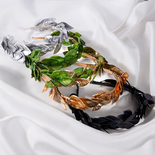 KorViSHOW Gold and Green Laurel Leaf Headband Roman Greek Crown for Parties & Weddings