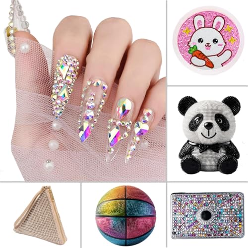 Kzkcy SS16 Hotfix Rhinestones 3.7-3.9mm 1440 Mixed Colors - Flatback Glass Gems for Nails, Bags, Clothes