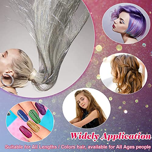 LEILEIXI Shining Gold Hair Tinsel 47 Inch 800 Strands Sparkling Hair Extensions for Kids & Women
