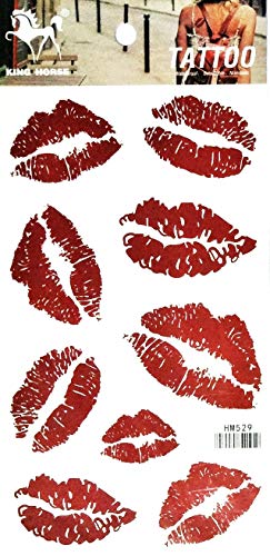 Colorful Red Lips Kiss Temporary Tattoos Waterproof Body Art Sticker