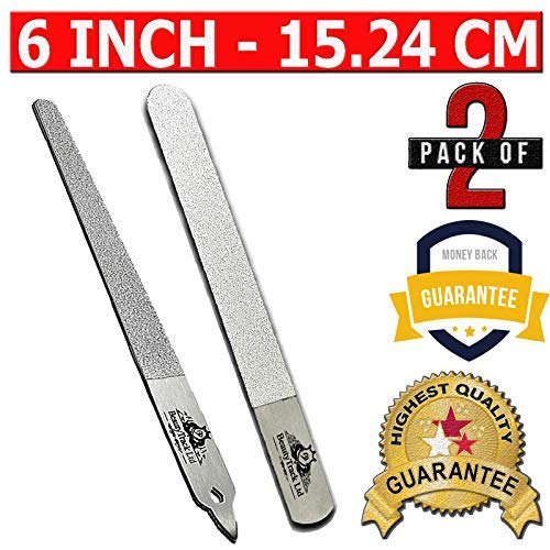 BeautyTrack 6-Inch Diamond Deb Nail File - Stainless Steel Manicure Tool