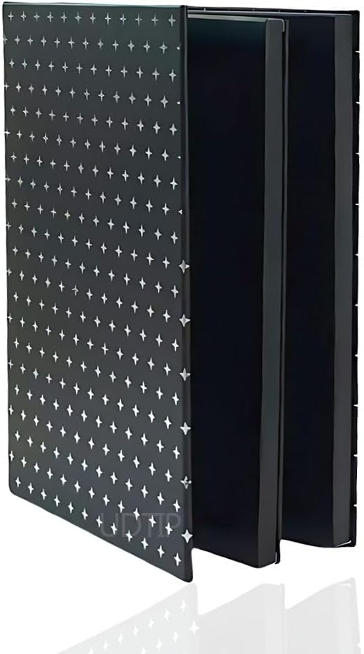 Magnetic Eyeshadow Makeup Palette - Double Layer Book Design with Mirror & 20 Adhesive Stickers | Silver Stars Cover