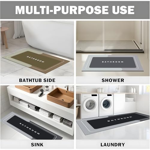 Diatomaceous Earth Bath Mat - Quick-Drying Non-Slip Rug 27.5" x 15.7"
