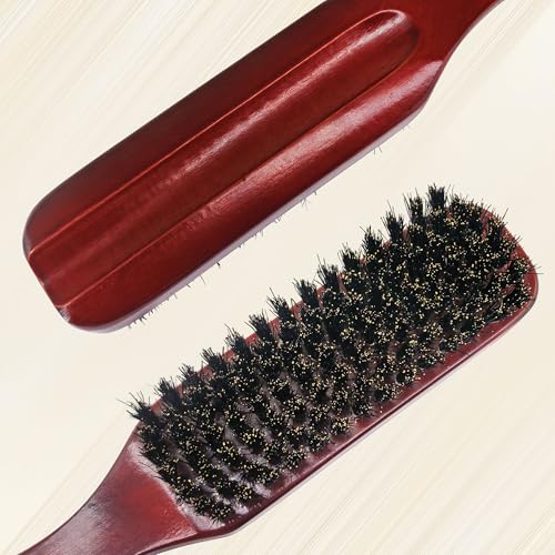 SUNBIRD Boar Bristle Slick Back Hair Brush for Frizz Control & Shine