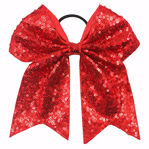 Multi-Colored 12PCS 8-Inch Sparkly Cheer Hair Bows for Girls & Teens