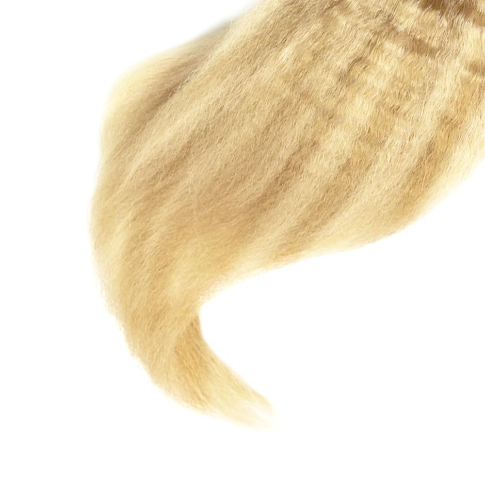 22 24 26 Inch P27/613 Highlight Blonde Bundles Human Hair Yaki Straight Bundles Honey Blonde Kinky Straight Bundle Unprocessed Brazilian Virgin Weave Hair 3 Bundle 50 Gram Per Bundle