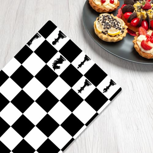 Black and White Checkered Tablecloth for Party - 53x98 Inches
