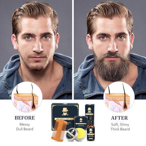 Dad Gifts Fathers Day, Beard Kit w/Beard Oil, Balm, Comb, Men's Daily Grooming & Care, Moisturize & Soften Facial Hair, Dad Day Gifts from Daughter Wife Son, Birthday Gifts for Husband Boyfriend Son