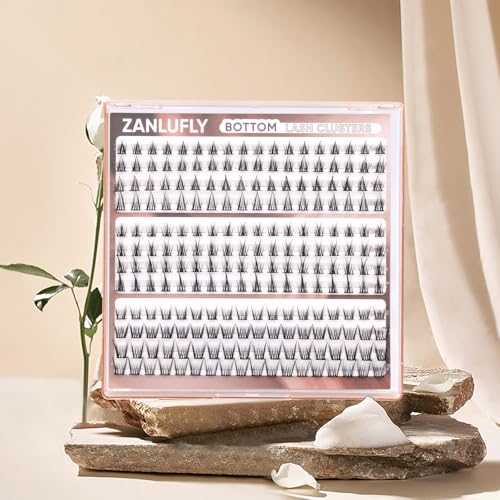 E-Bottom Lashes DIY Cluster Eyelash Extensions Set - Wispy Natural Lower Lashes 5-8mm, 3 Styles