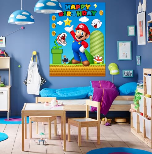 Mario Birthday Party Supplies Set - Large Poster & Stickers