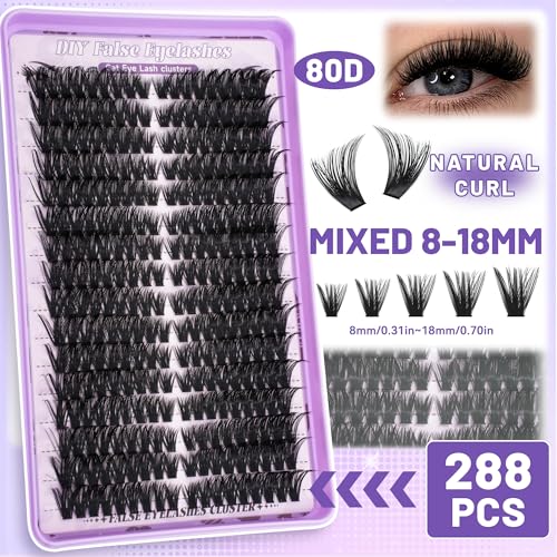 QUAFFLY DIY Lash Cluster Kit - 1184pcs Natural Soft Lashes 8-18mm D Curl, All-in-One Lash Extension Tools, Lashes Set-3