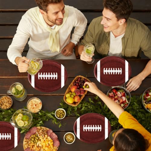 50 Football-Shaped Disposable Paper Plates - 9 x 11 Inch for Parties