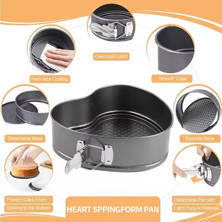 Heart Cake Pan Set of 3 - Non-Stick Springform Baking Molds