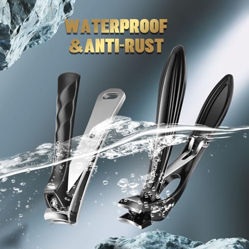 Vepkuso Black Heavy Duty Nail Clippers for Seniors, Thick & Ingrown Toenails