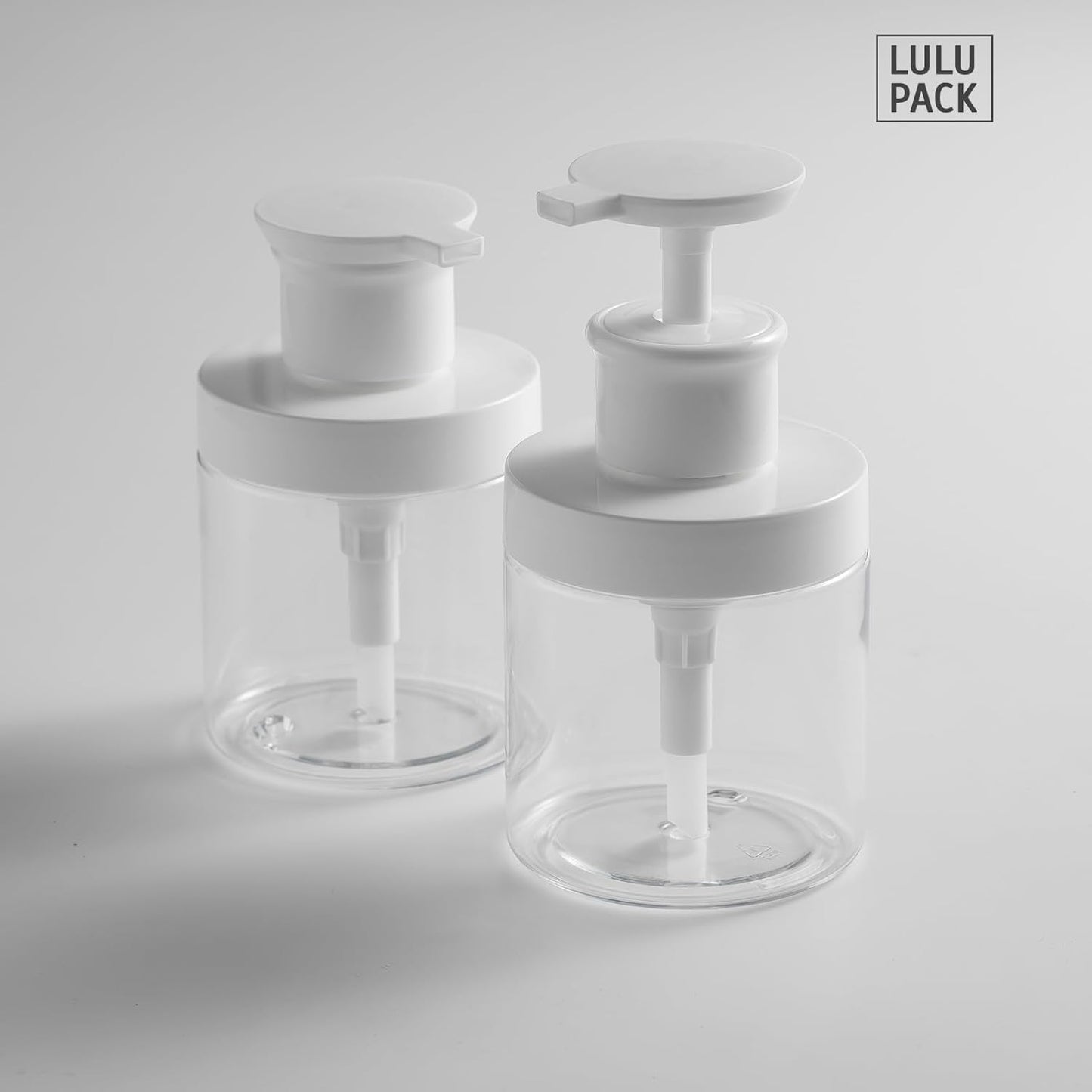 Pump Bottle Dispenser for Soap - Refillable 8 oz Plastic Container | Shampoo, Conditioner, Lotion - Clear 2PCS