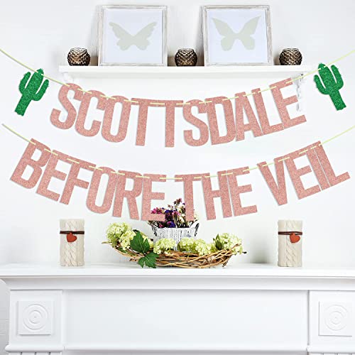 Scottsdale Before the Veil Bachelorette Party Banner - Rose Gold Cactus Decor