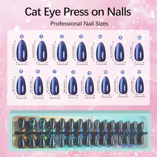 Vansiho 150Pcs Medium Almond Cat Eye Press On Nails - Medium Almond Cat Eye