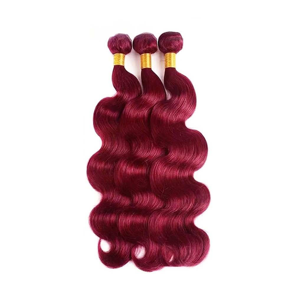 Freiuoke 99J Human Hair Bundles Burgundy Body Wave 3 Bundles 16 18 20 Inch 150g Brazilian Unprocessed Virgin Hair Red Bundles Human Hair Extensions