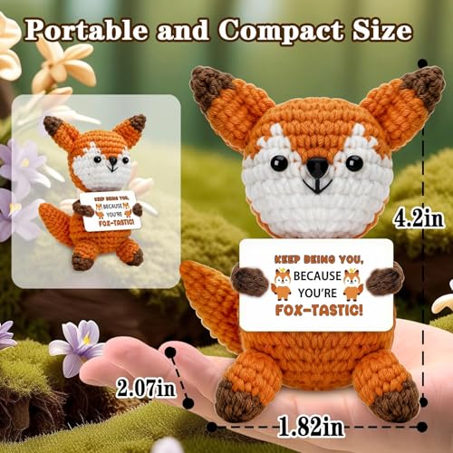 Handmade Crochet Fox Gift - Positive Inspirational Desk Decor