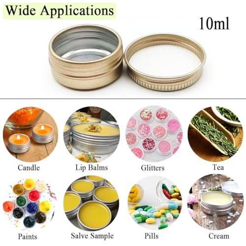 24 Pack 10ml Aluminum Cosmetic Tin Jars with Screw Lids & Accessories