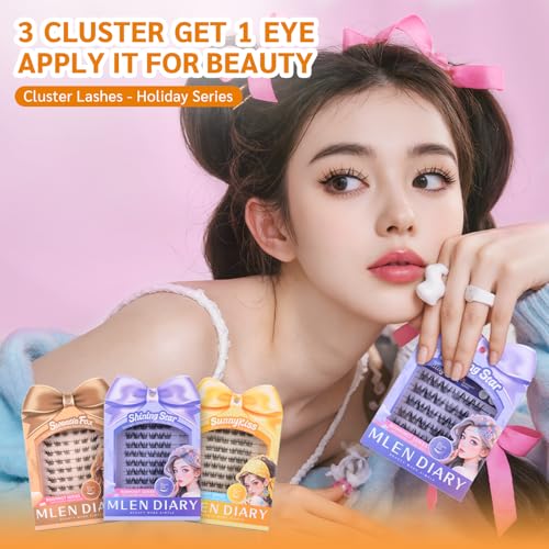 MLEN DIARY Natural Eyelash Clusters 60PCS C Curl Wispy 11-13mm