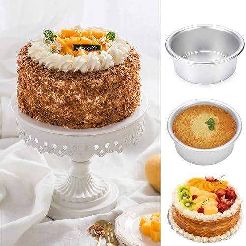 6-Inch Nonstick Aluminum Cake Pans with Parchment Paper - 2PCS