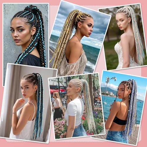 24 Inch Braided Hair Extensions Ponytail - Handmade Boho Dreads