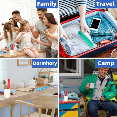 Eaezerav 6 Pack Travel Toothbrush Cases - Breathable, Portable, Multi-Color, with Variation (Red, Blue, Green, Grey, Lucency) for Camping, Travel, Bathroom, Home