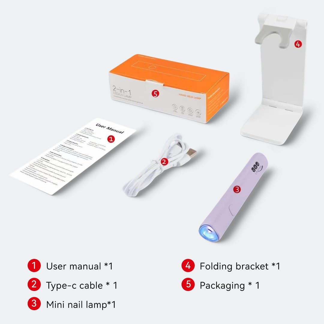 Handheld UV LED Nail Lamp - Quick Dry Mini Gel Polish Light | Portable Cordless & Rechargeable, Purple