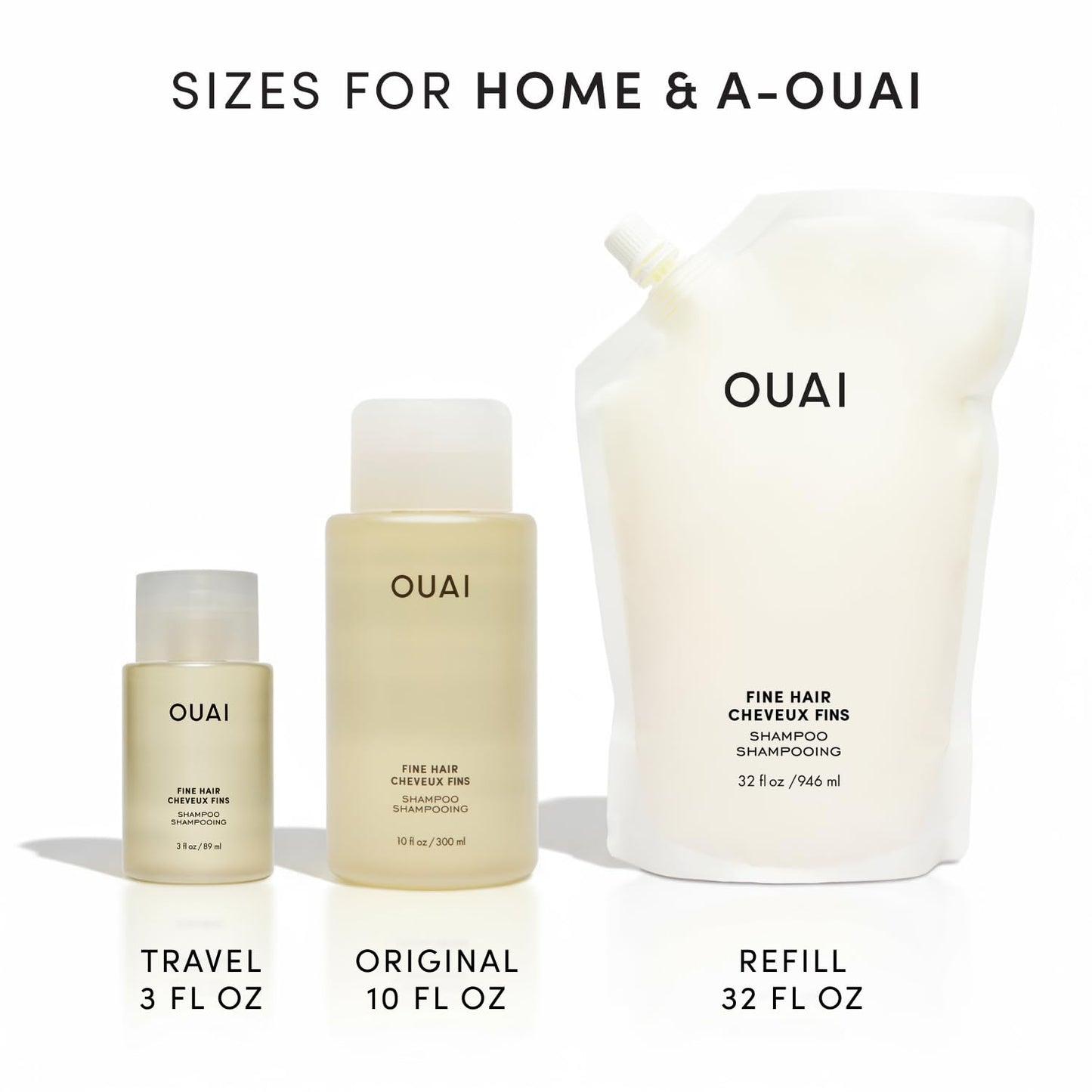 OUAI Fine Hair Shampoo - Biotin Thickening Shampoo for Flat, Thin Hair - Volumizing & Strengthening Keratin & Chia Seed Oil for Women & Men - Lightweight, Color-Safe, Sulfate Free, 10 Oz