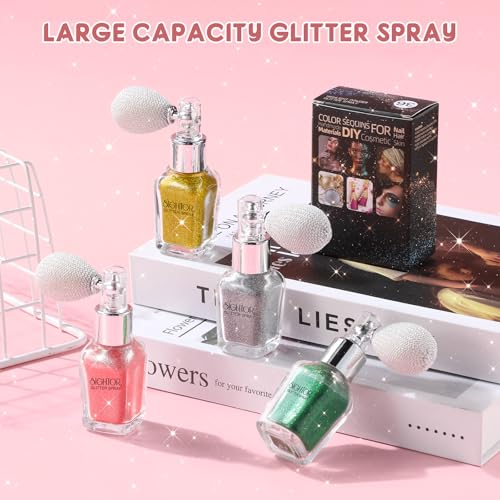 Sightor Silver Body Glitter Spray 30ML Shiny Spray for Face Hair & Clothing