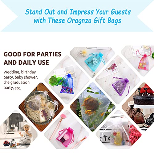 100Pcs White Organza Gift Bags 4x6 Inches with Drawstring