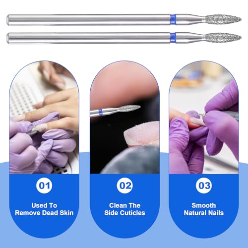 Blue Flame Nail Drill Bits Set - 10 Pcs Professional Cuticle & Nail Removal Tools