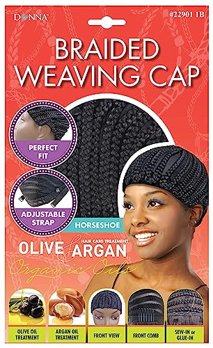 DONNA Braided Weaving Cap with Olive & Argan Oil - Adjustable Fit for Sew-in & Glue-in Wigs