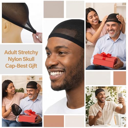 10pcs Soft Breathable Wave Caps for Men - Polyester Skull Cap
