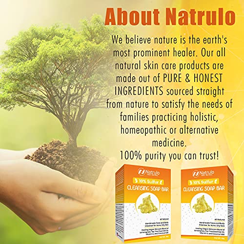 Natrulo 4oz Lemongrass & Tea Tree Sulfur Soap Bar for Acne & Oily Skin – Handmade in USA