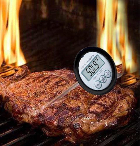 Quick-Read Digital Cooking Thermometer with Stainless Steel Clip