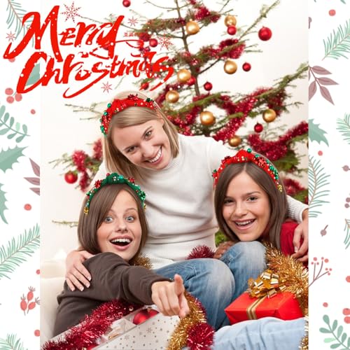 Semato 2-Piece Knotted Christmas Headbands with Pearl Decorations