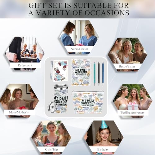 My Workout 0842 Inspirational Gift Set for Women - 20oz Tumbler, Makeup Bag, Notebook & Pens