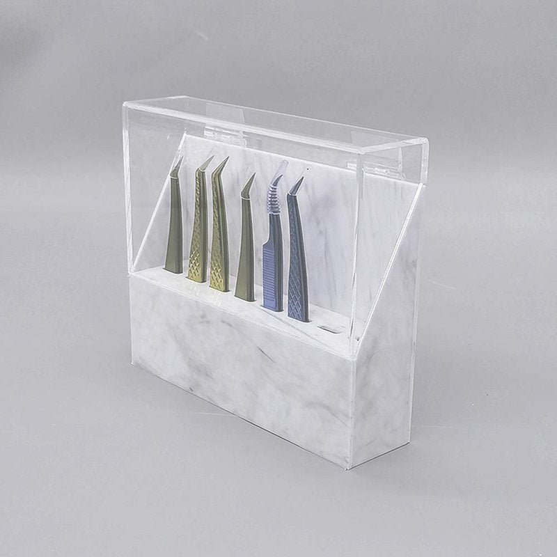 8 Holes Tweezers Holder, Acrylic Rack Storage Eyelash Extension Tools with Dust Cover Tweezer Display Stand Holder Eyelash Extension Supplies Acrylic Display Stand Tool Salon