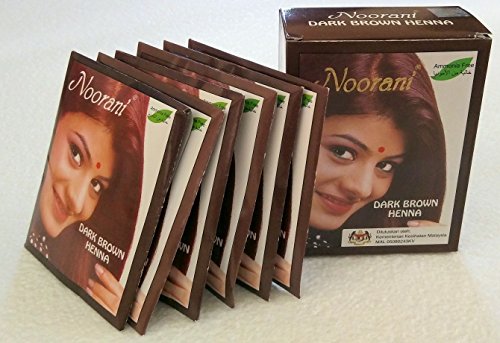Noorani Dark Brown Henna Powder 6 x 10g Boxes for Hair Coloring