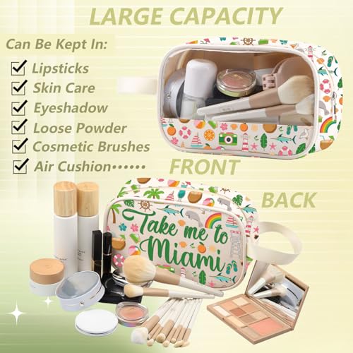 Miami Travel Cosmetic Bag - Waterproof Canvas Zipper Pouch Organizer