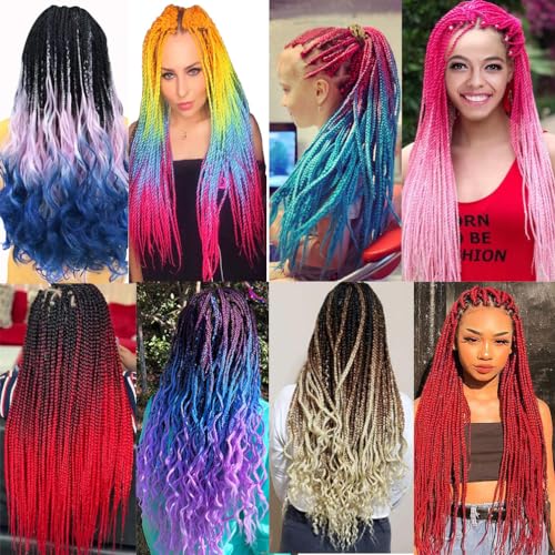 28 Inch Burgundy Red Pre-Stretched Synthetic Braiding Hair - High Temp Fiber, Easy to Install, 1 Pack
