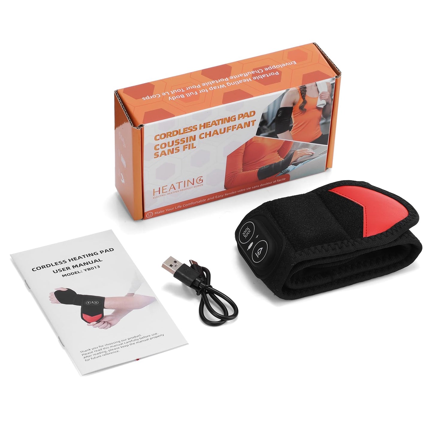 Cordless Wrist Hand Heating Pad Massage for Carpal Tunnel with Red Light, Hand Arthritis, Wrist Pain Relief, Heat Wrap Pad with 3000mAh Battery, Wrist Massager Vibration and Adjustable Heat Settings