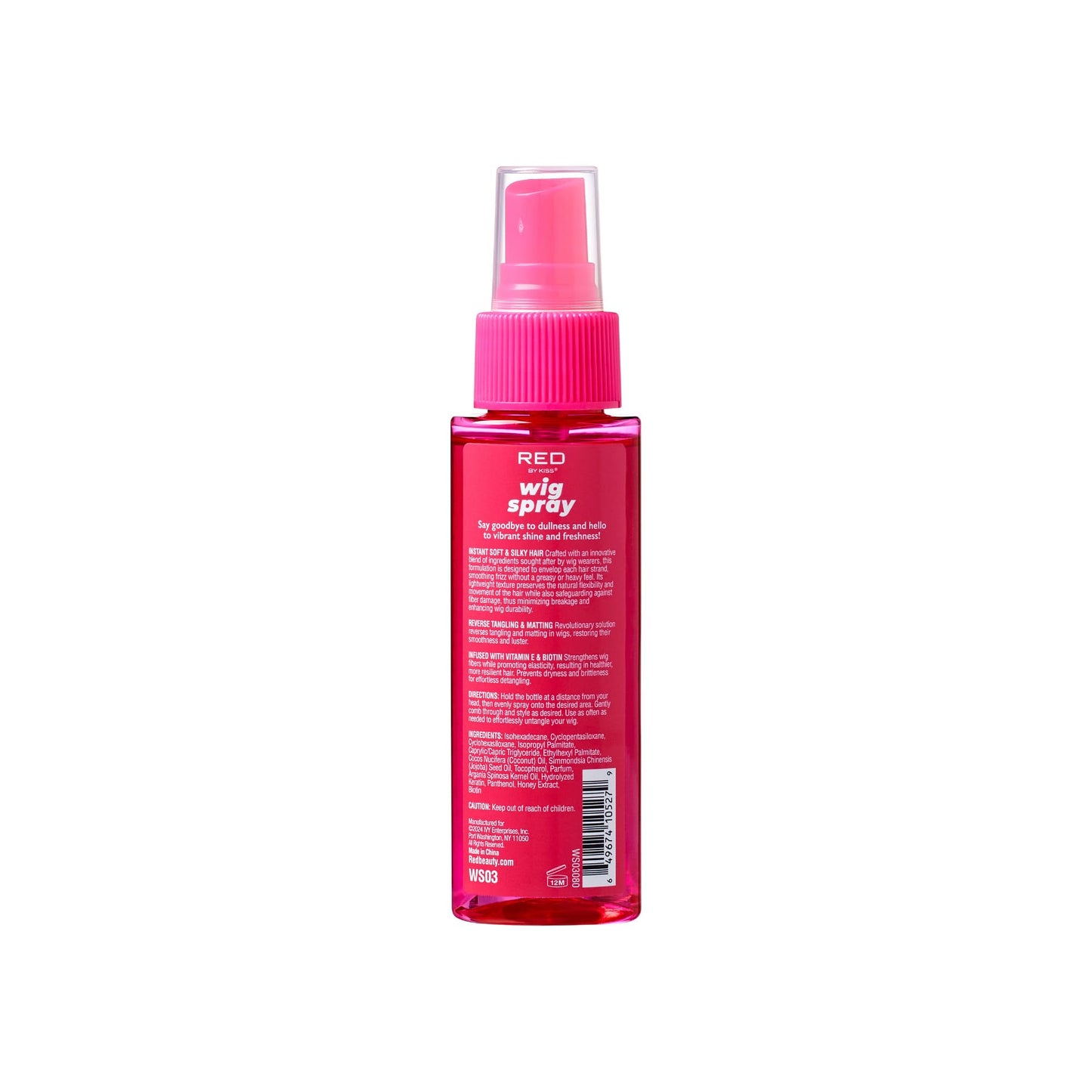 Red by Kiss Wig Spray, Extra Shine & Detangling Control for Remy, Human, Synthetic Hair, UV & Heat Protection, PH Balance & Long-Lasting Fragrance (2oz, Detangling)
