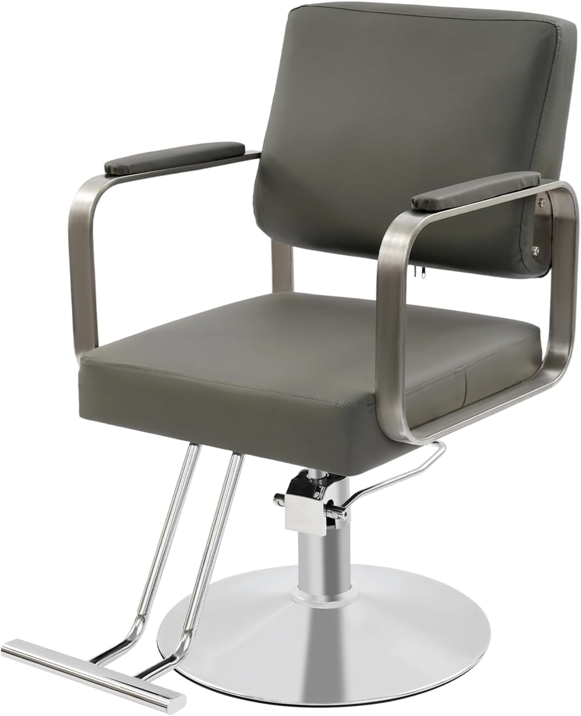Salon Barber Chair - Hydraulic Pump & 360° Swivel | Adjustable Height Styling Chair for Barbershop & Home (Black/Silver)